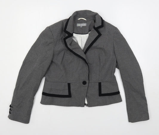 Marks and Spencer Womens Black Geometric Jacket Blazer Size 14 Button