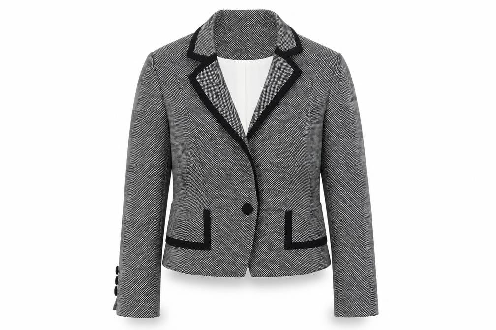 Marks & Spencer Womens Black Geometric Jacket Blazer Size 14 Button
