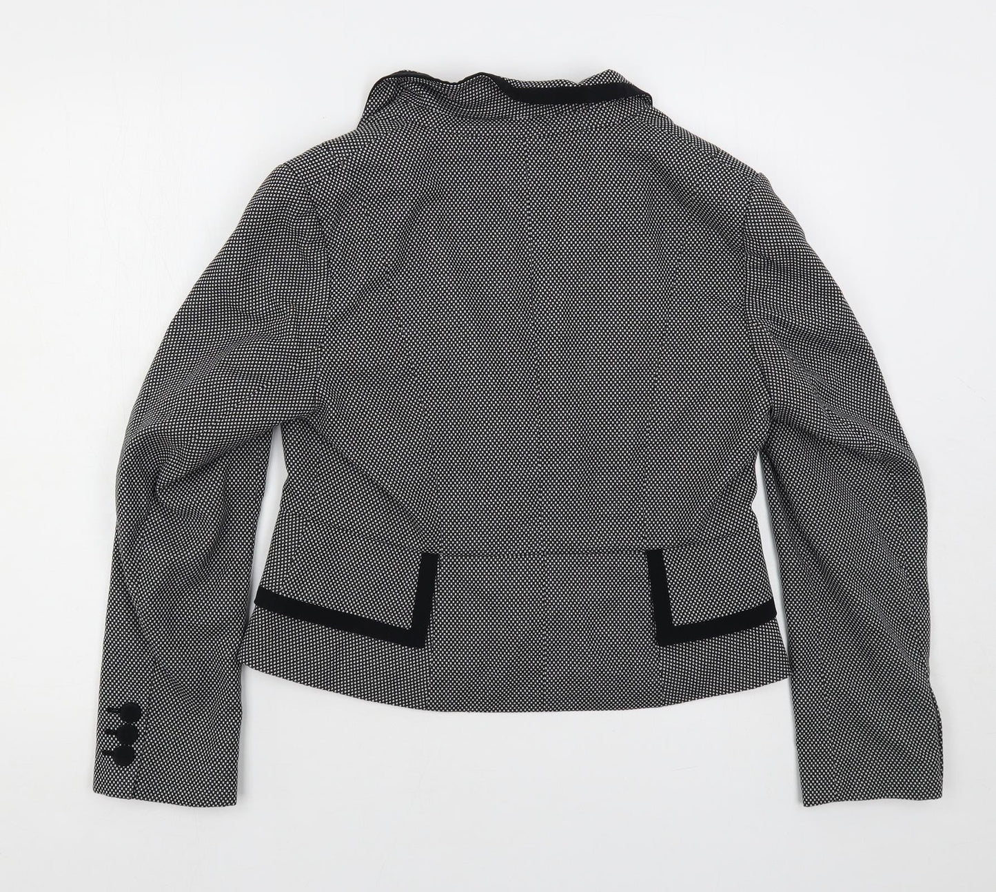 Marks and Spencer Womens Black Geometric Jacket Blazer Size 14 Button