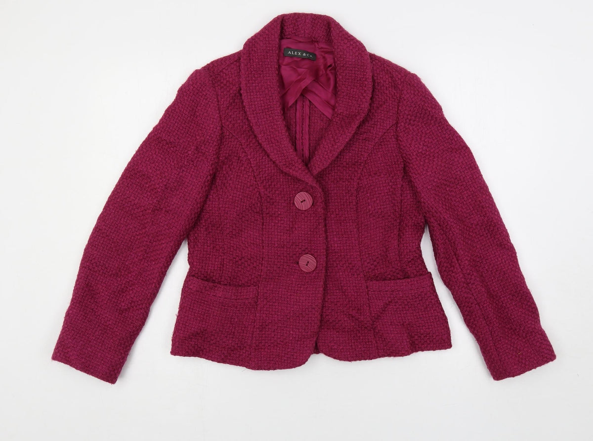 Additional front view of Alex & Co. women’s purple jacket blazer, size UK 10, button