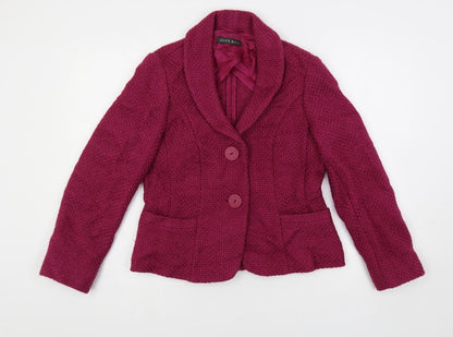 Additional front view of Alex & Co. women’s purple jacket blazer, size UK 10, button