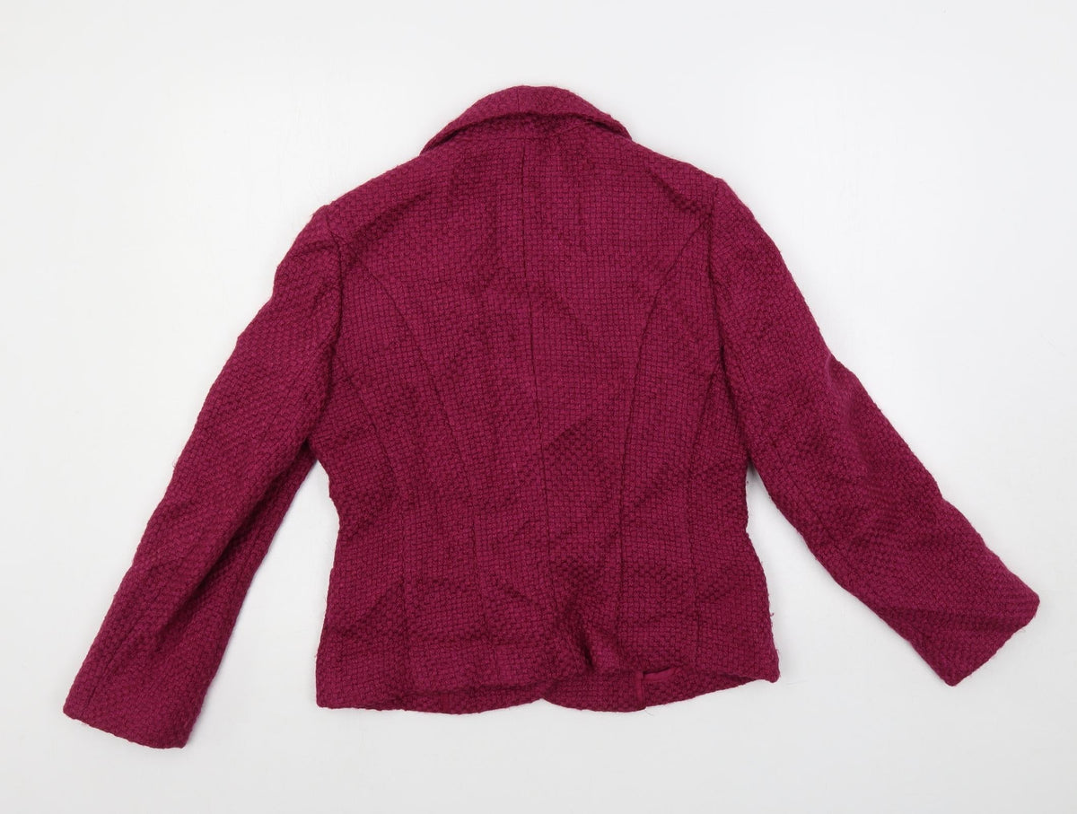 Back view of Alex & Co. women’s purple jacket blazer, size UK 10, button