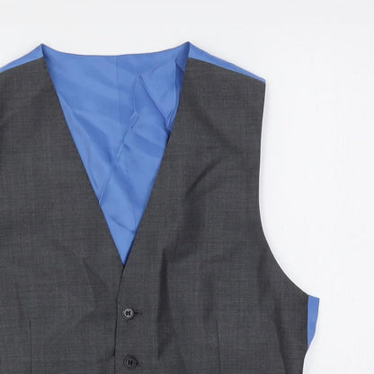Close-up detail of Autograph men’s grey wool jacket suit waistcoat, size 38, regular