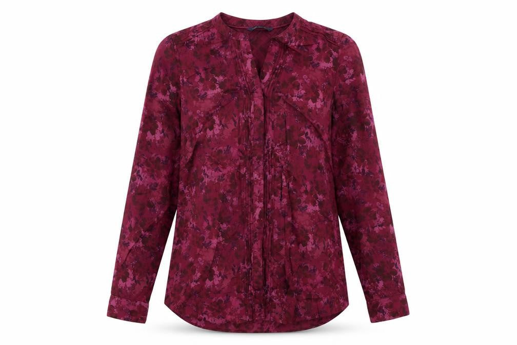 Marks & Spencer Womens Purple Floral Cotton Basic Button-Up Size 8 V-Neck