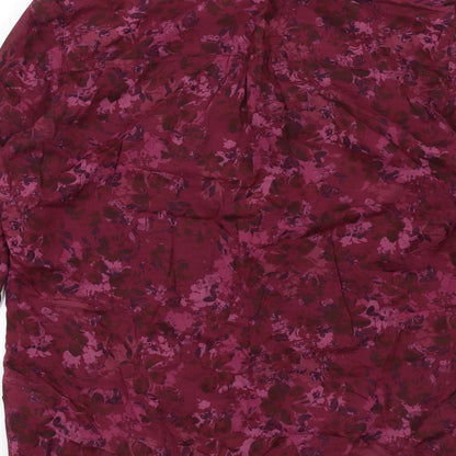 Marks & Spencer Womens Purple Floral Cotton Basic Button-Up Size 8 V-Neck