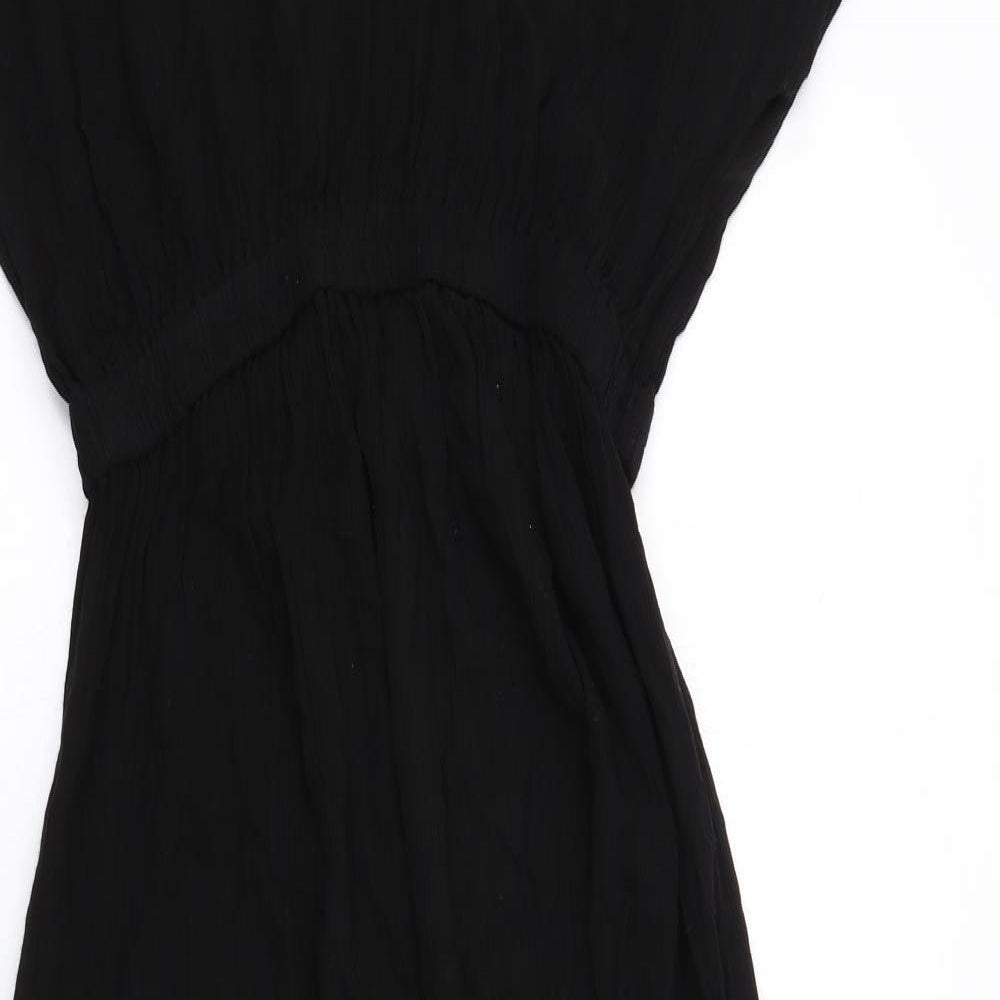 South Beach Womens Black Viscose A-Line Size 8 V-Neck Pullover
