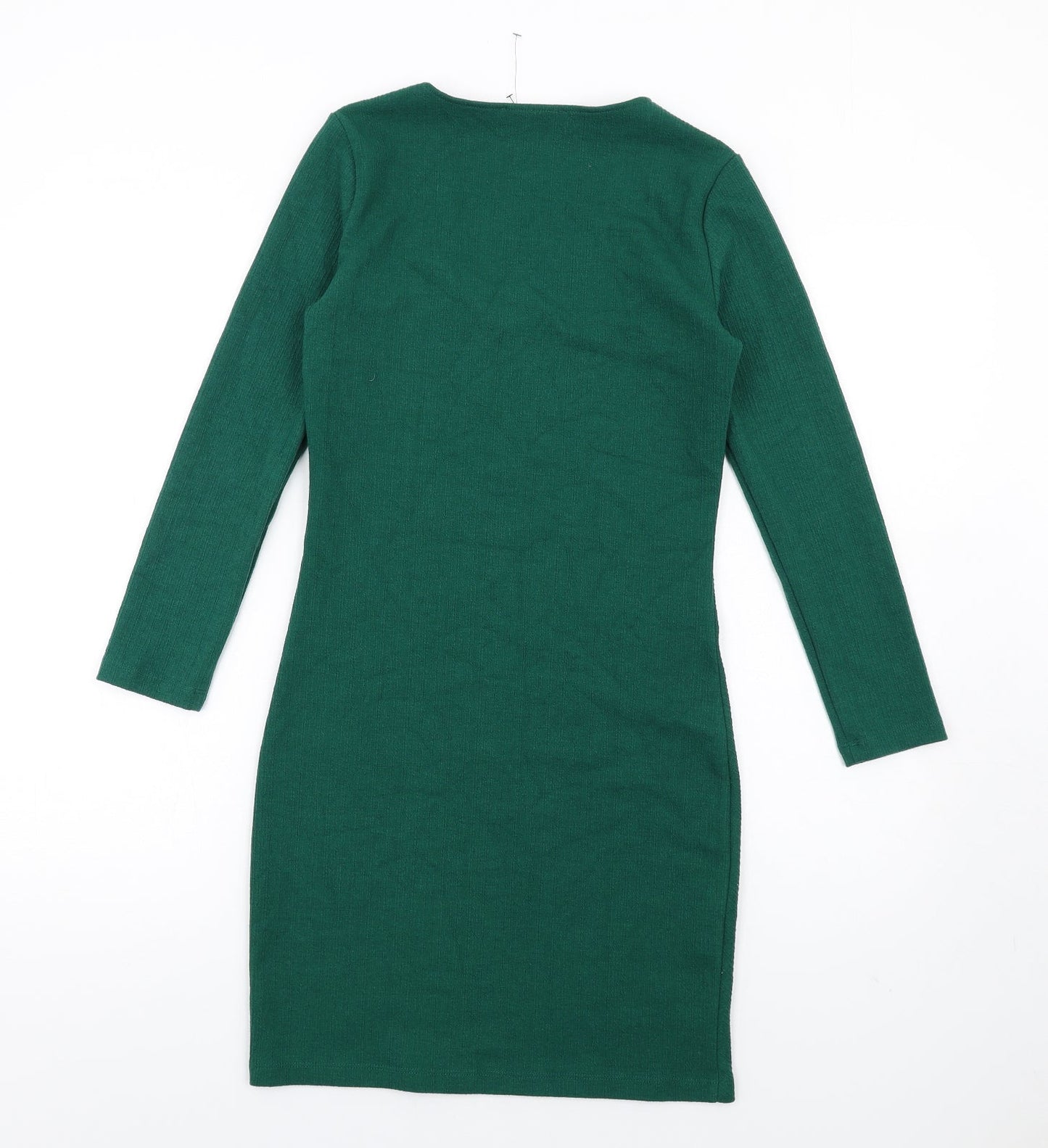 Mango Womens Green Polyester Bodycon Size S V-Neck Pullover