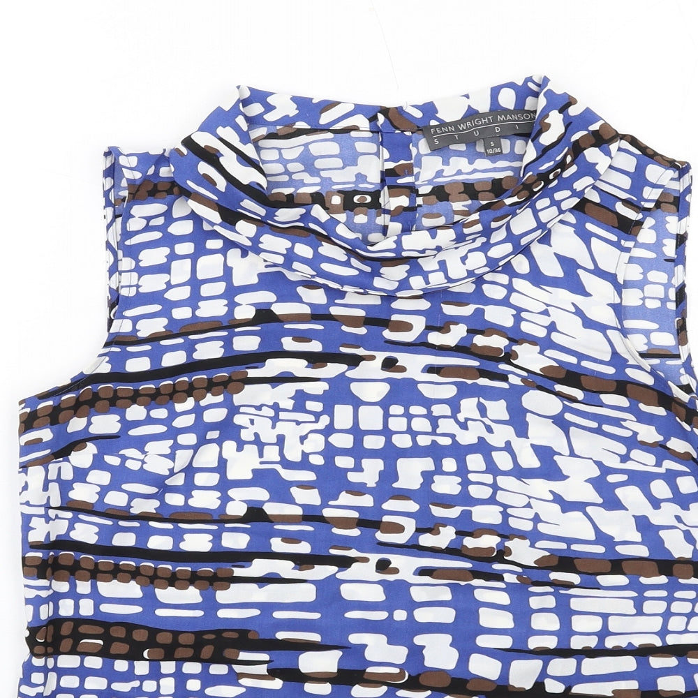 Fenn Wright Manson Womens Multicoloured Geometric Polyester Basic Blouse Size 10 Collared