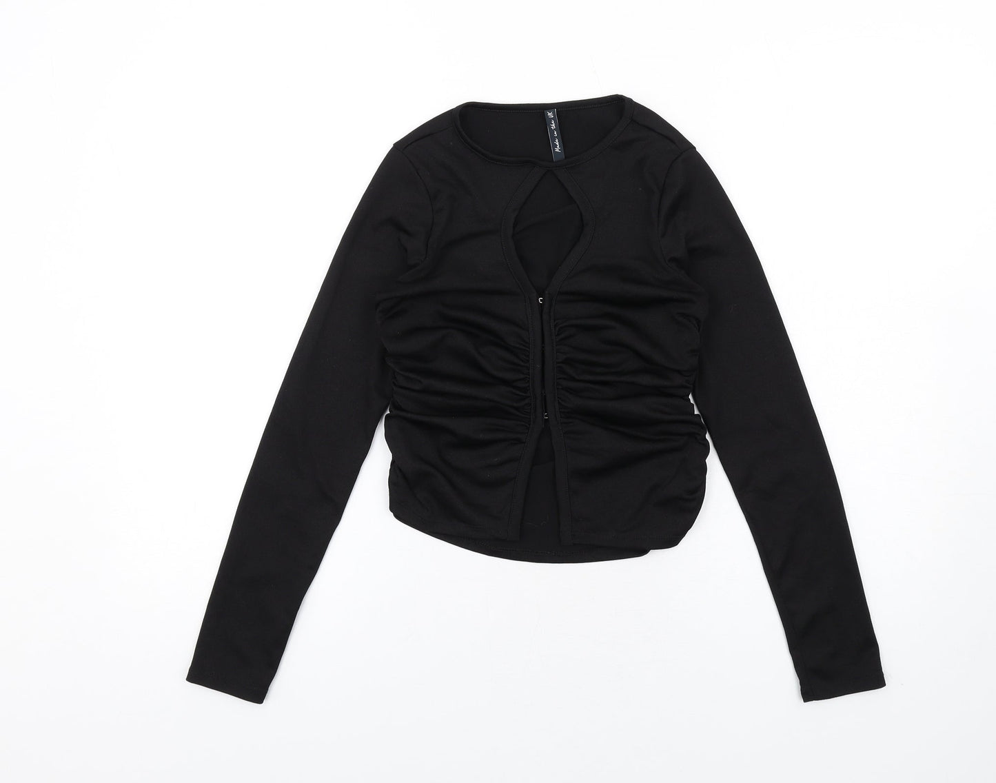 As You Womens Black Polyester Basic Blouse Size 10 Round Neck - Keyhole Neck