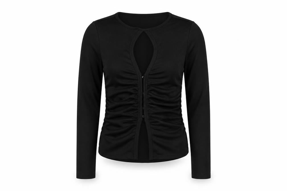 As You Womens Black Polyester Basic Blouse Size 10 Round Neck - Keyhole Neck