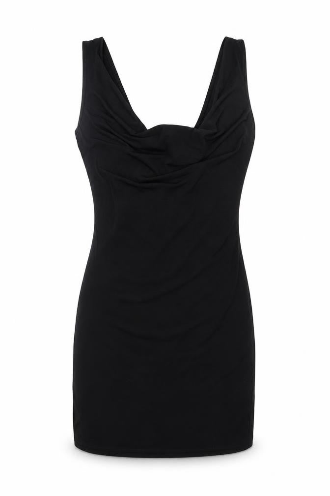 Miss Selfridge Womens Black Polyester Mini Size 10 Cowl Neck Pullover