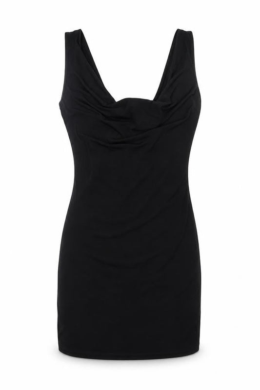 Miss Selfridge Womens Black Polyester Mini Size 10 Cowl Neck Pullover