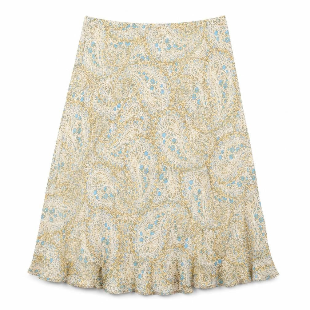 Classic Womens Multicoloured Paisley Polyester A-Line Skirt Size 18