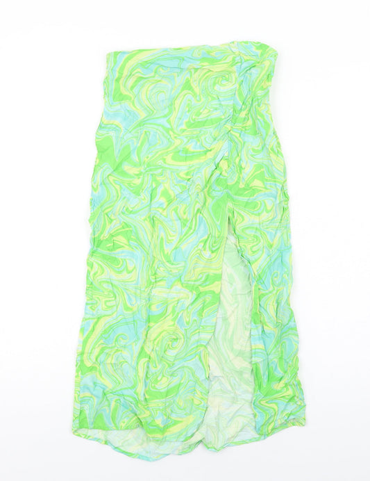 Stradivarius Womens Multicoloured Geometric Viscose A-Line Skirt Size 10 Zip - Slit