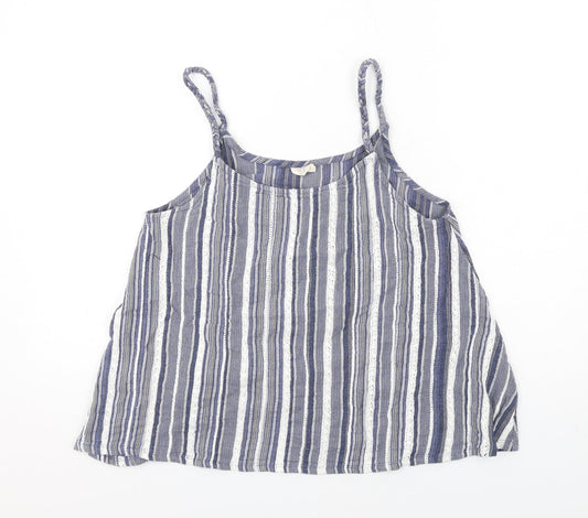 Green Cove Womens Blue Striped Cotton Basic Tank Size M Scoop Neck
