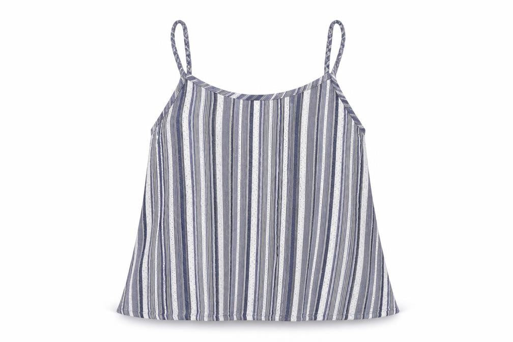 Green Cove Womens Blue Striped Cotton Basic Tank Size M Scoop Neck