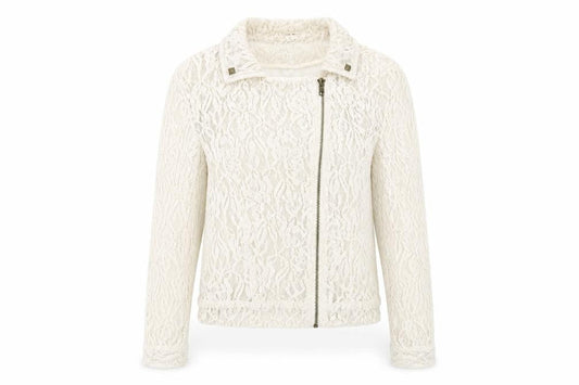 Mango Womens Ivory Biker Jacket Size M Zip