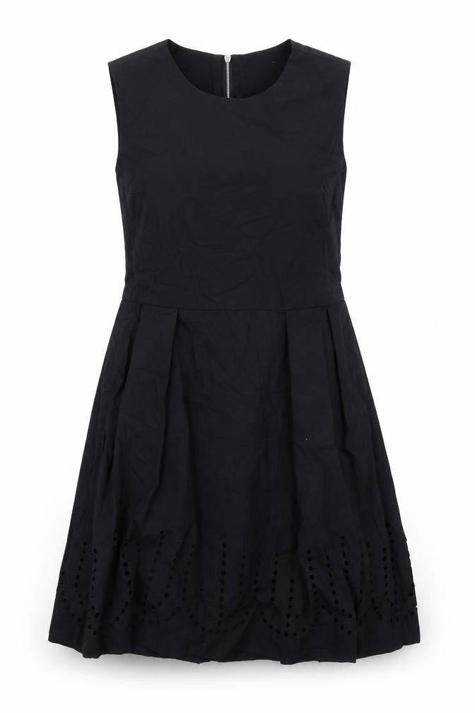 Gap Womens Black Cotton A-Line Size 10 Round Neck Zip