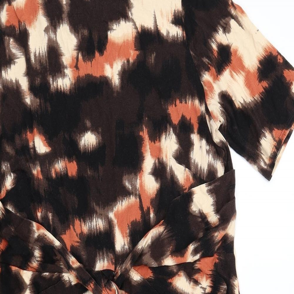 Classic Womens Brown Tie Dye Viscose A-Line Size 20 Round Neck Pullover