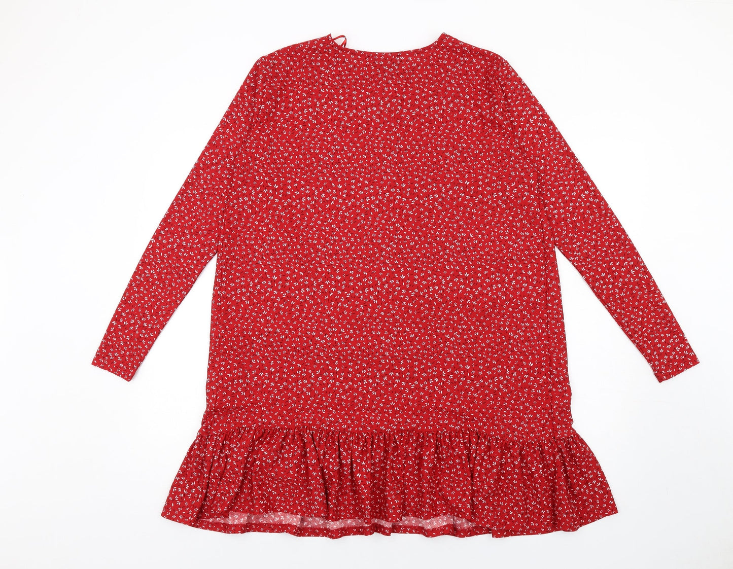 Wednesday's Girl Womens Red Floral Polyester Trapeze & Swing Size 10 Round Neck Pullover