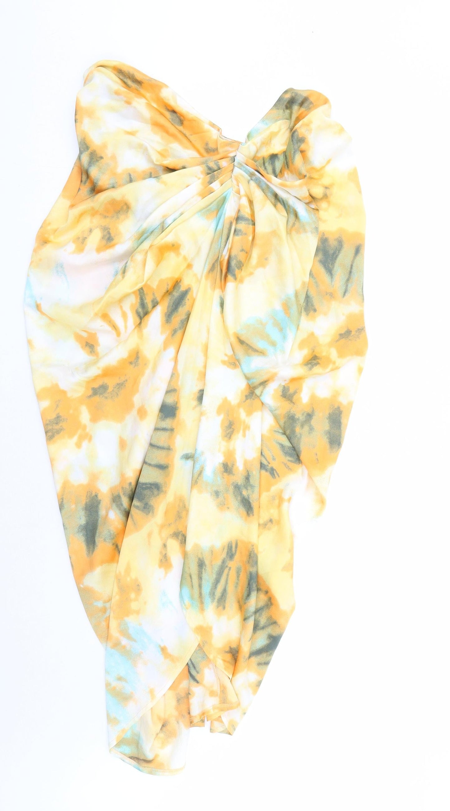 PRETTYLITTLETHING Womens Multicoloured Geometric Polyester A-Line Skirt Size 22 Zip - Hi Low Length