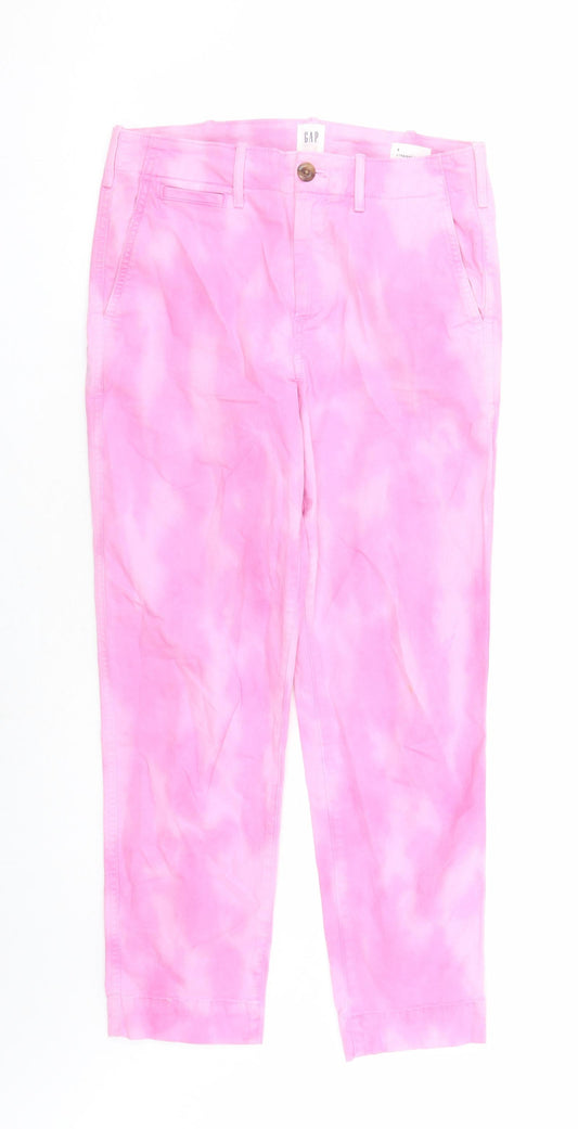 Gap Womens Pink Cotton Straight Jeans Size 4 L27 in Regular Zip - Tie Dye Effect