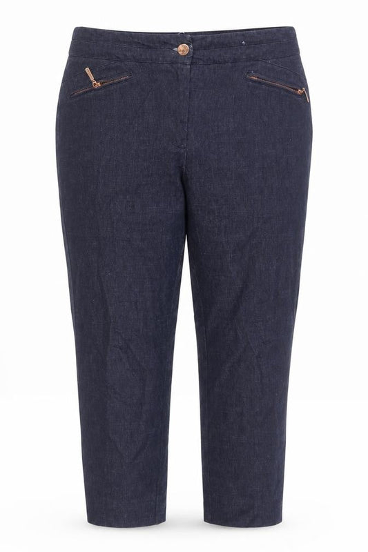 Per Una Womens Blue Cotton Cropped Jeans Size 14 L24 in Regular Zip