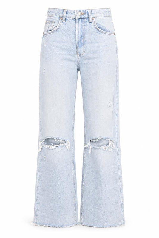 Zara Womens Blue Cotton Bootcut Jeans Size 28 in L30 in Regular Zip
