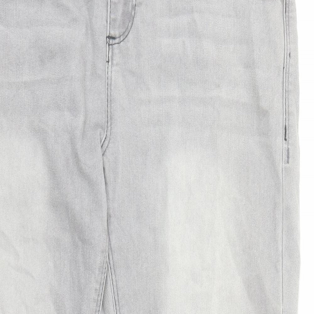 Denim & Co. Womens Grey Cotton Skinny Jeans Size 16 L28 in Regular Zip