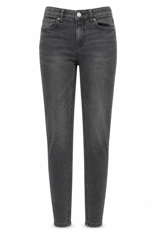 Front view of Denim & Co. women’s grey cotton skinny jeans, size UK 6, 29-inch leg regular zip