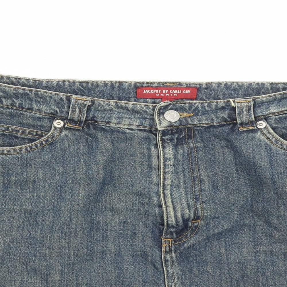 Jackpot Womens Blue Cotton A-Line Skirt Size 30 in Zip