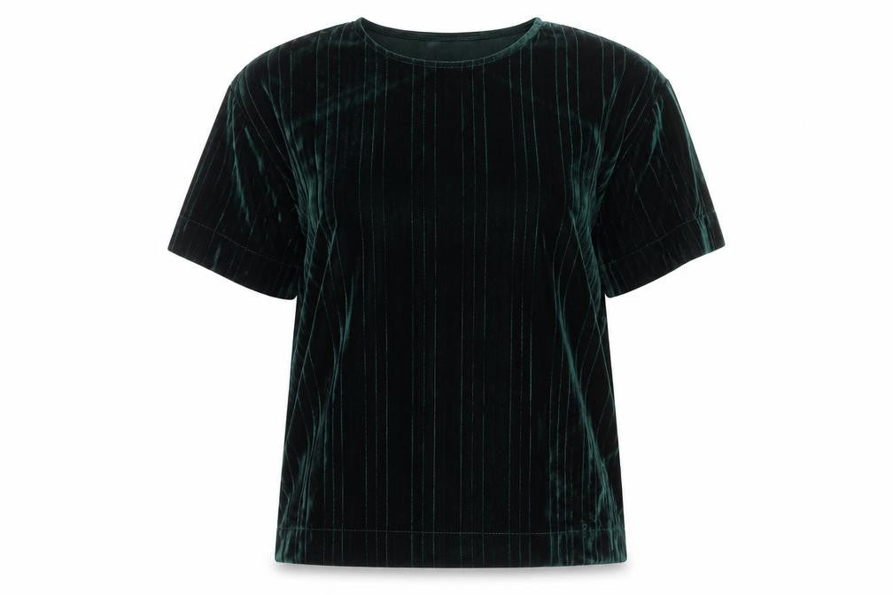 MNG Womens Green Polyester Basic T-Shirt Size S Round Neck