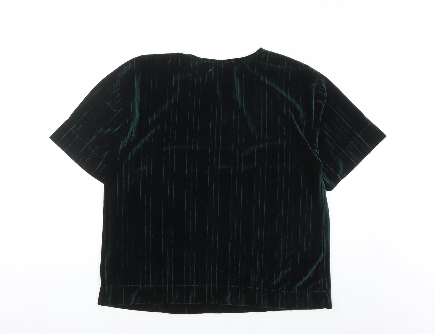 MNG Womens Green Polyester Basic T-Shirt Size S Round Neck
