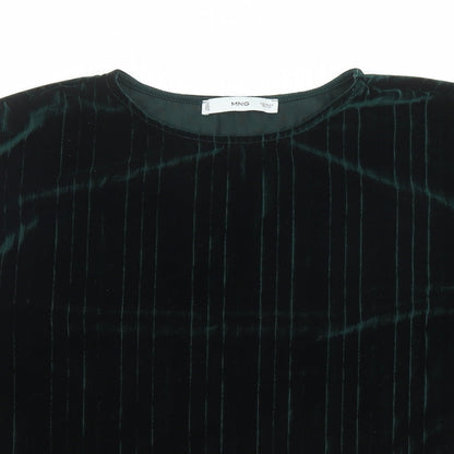 Mango Womens Green Polyester Basic T-Shirt Size S Round Neck