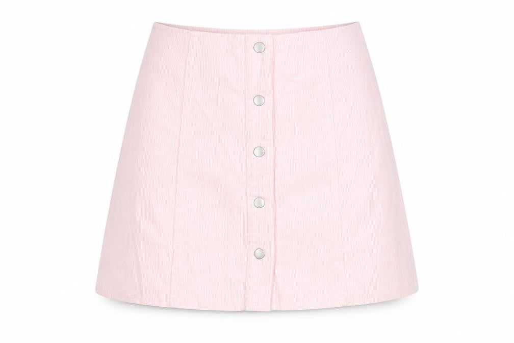 Glamorous Womens Pink Cotton A-Line Skirt Size 8 Button