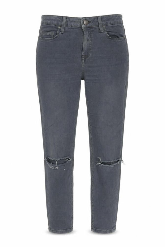 Topshop Womens Grey Cotton Mom Jeans Size 26 in L28 in Regular Zip