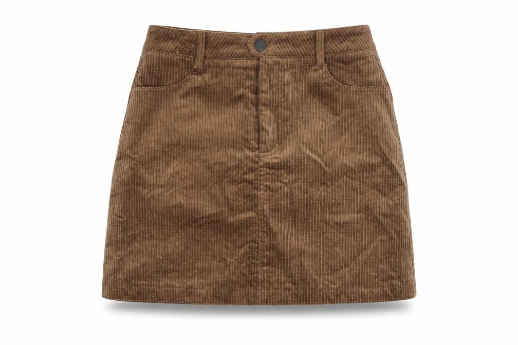 Qian Lang Womens Brown Cotton A-Line Skirt Size 28 in Zip