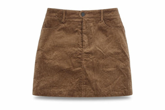 Qian Lang Womens Brown Cotton A-Line Skirt Size 28 in Zip
