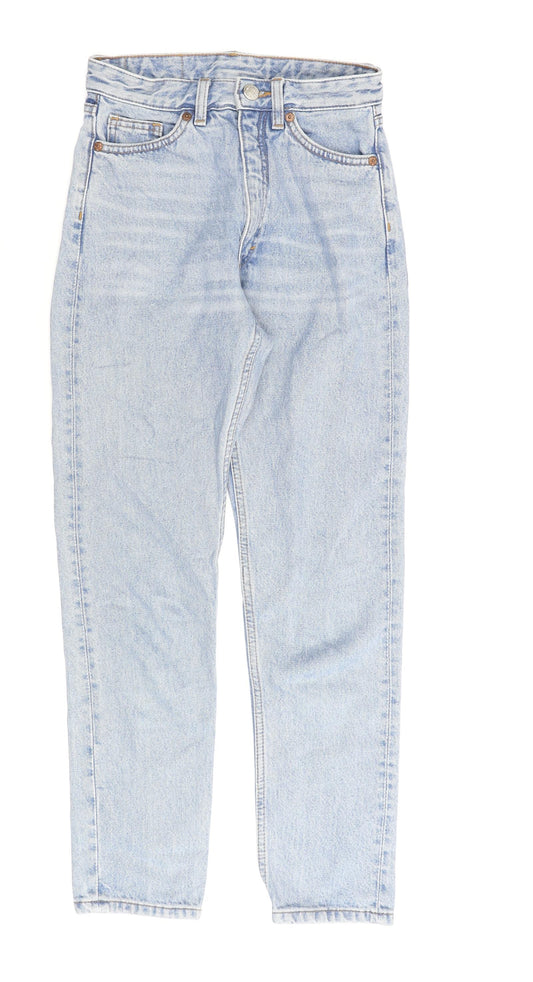 Monki Womens Blue Cotton Straight Jeans Size 24 in L27 in Regular Zip