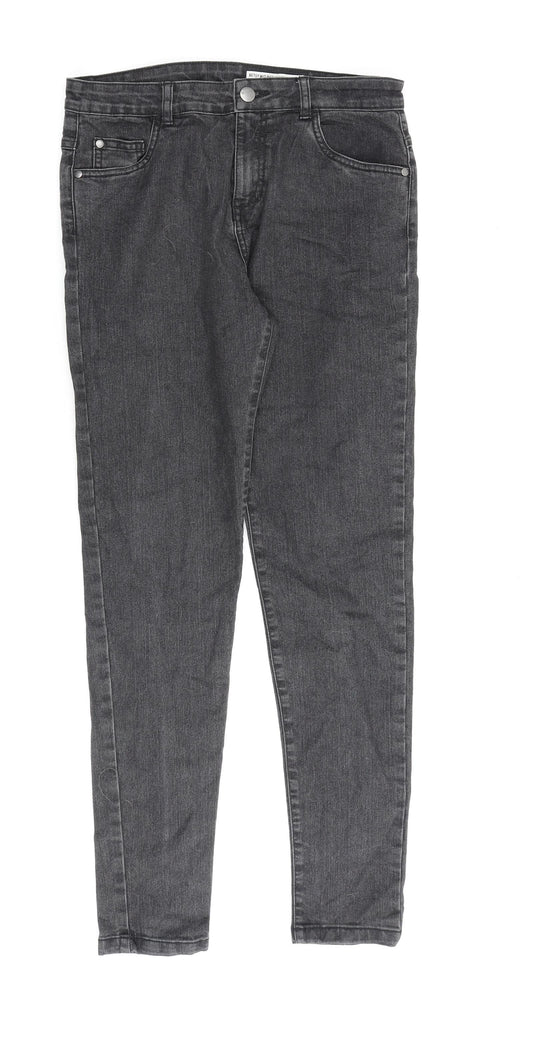 Very Girls Grey Cotton Skinny Jeans Size 15 Years L28 in Regular Zip