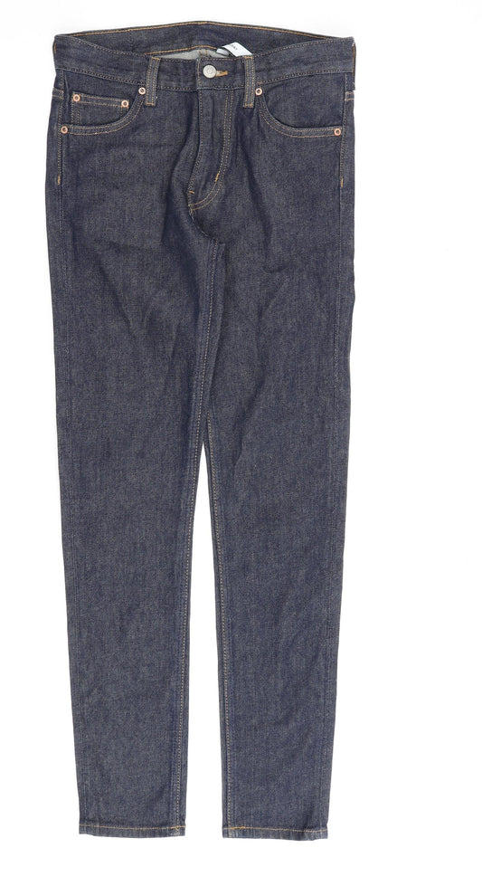 Weekday Womens Blue Cotton Straight Jeans Size 27 in L30 in Regular Zip