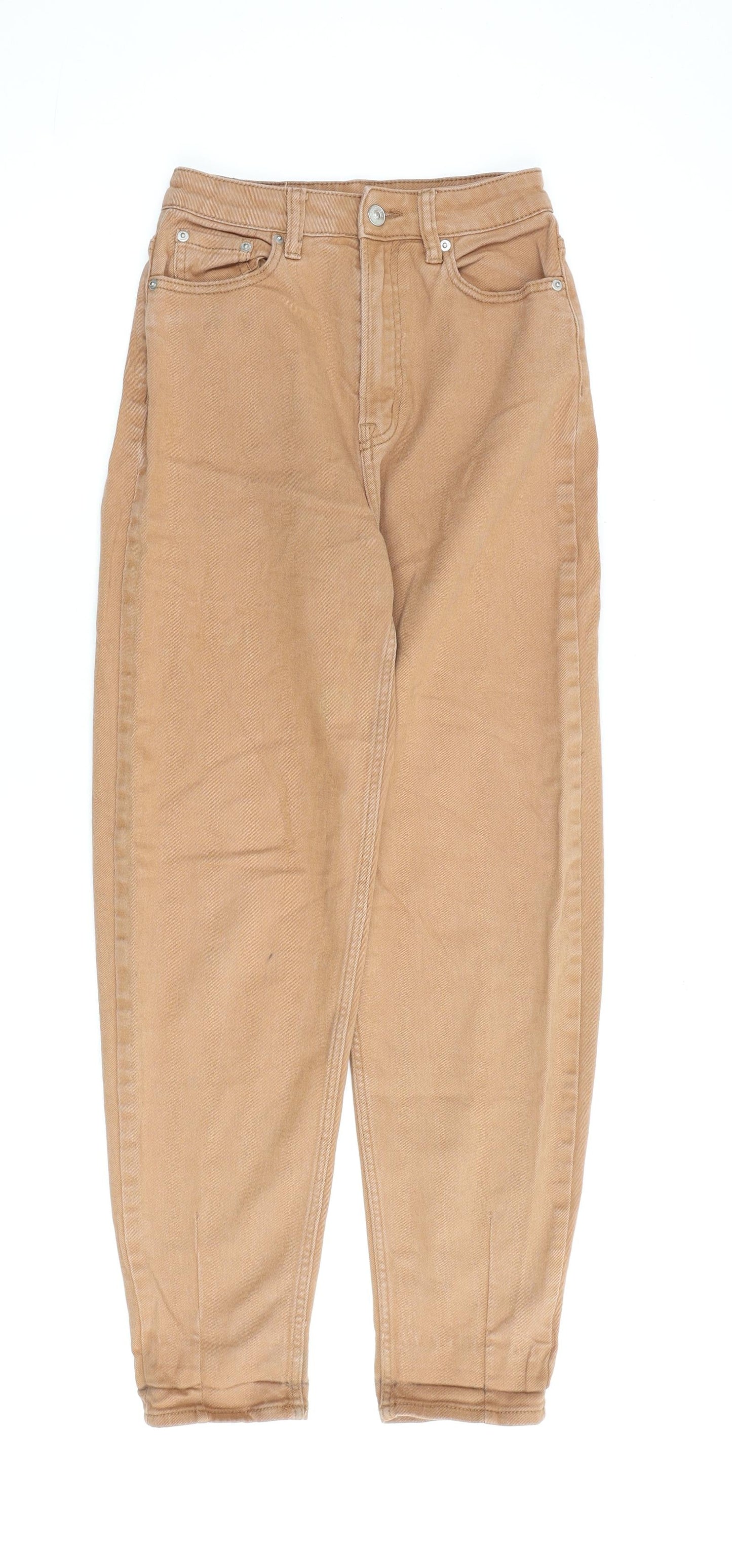 H&M Womens Brown Cotton Mom Jeans Size 8 L28 in Regular Zip