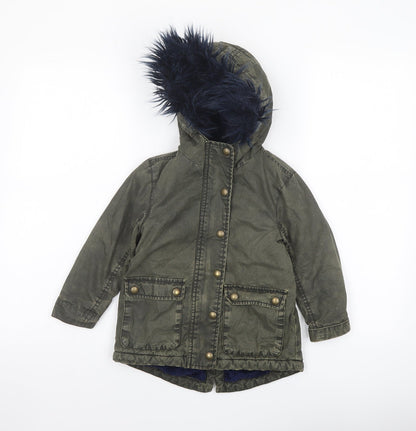 Additional front view of Arabella & Addison girls’ green jacket, size 3-4, years zip
