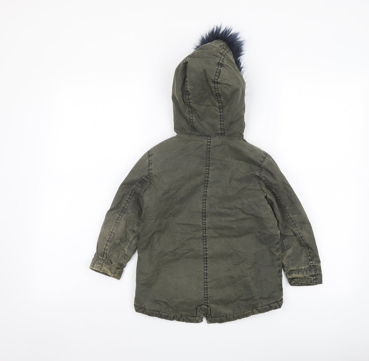 Back view of Arabella & Addison girls’ green jacket, size 3-4, years zip