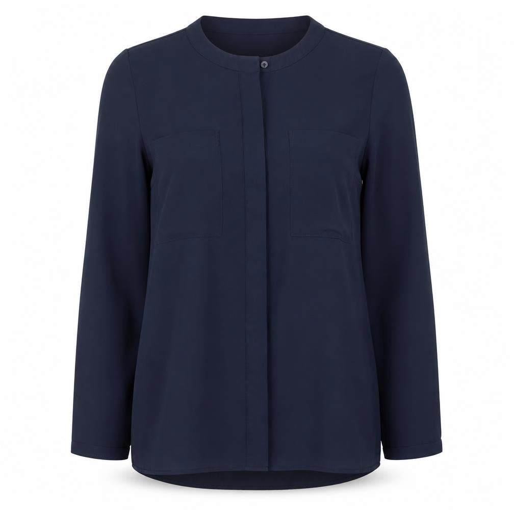 Marks & Spencer Womens Blue Polyester Basic Blouse Size 10 Round Neck