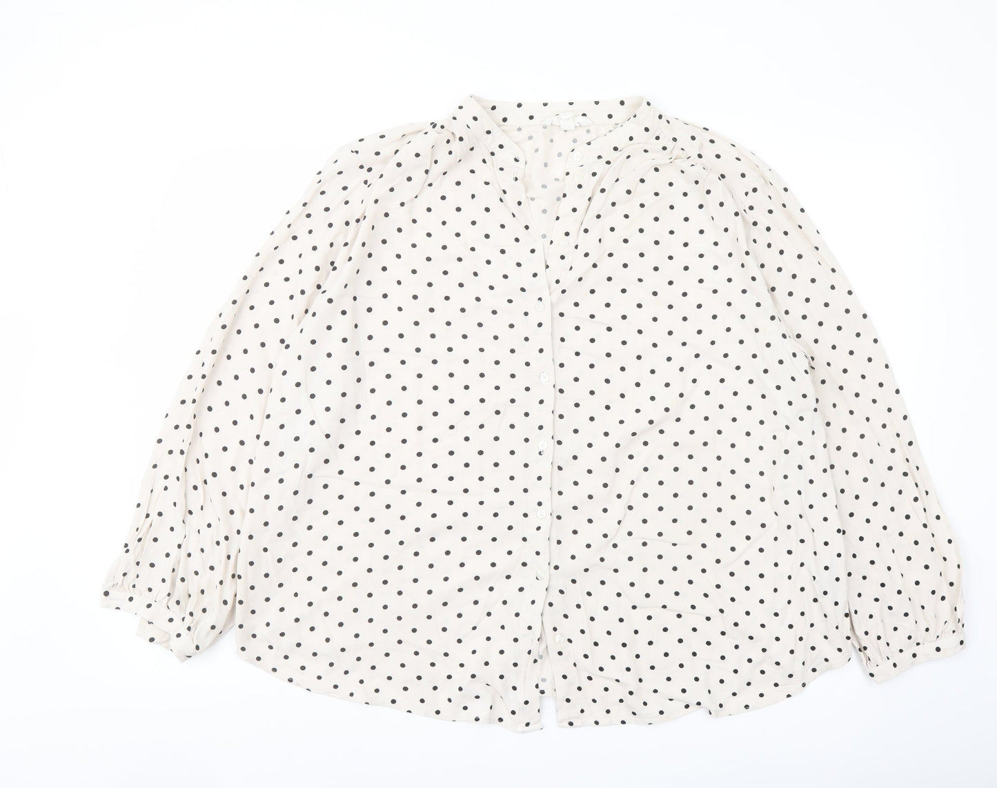 H&M Womens Ivory Polka Dot Viscose Basic Blouse Size M V-Neck