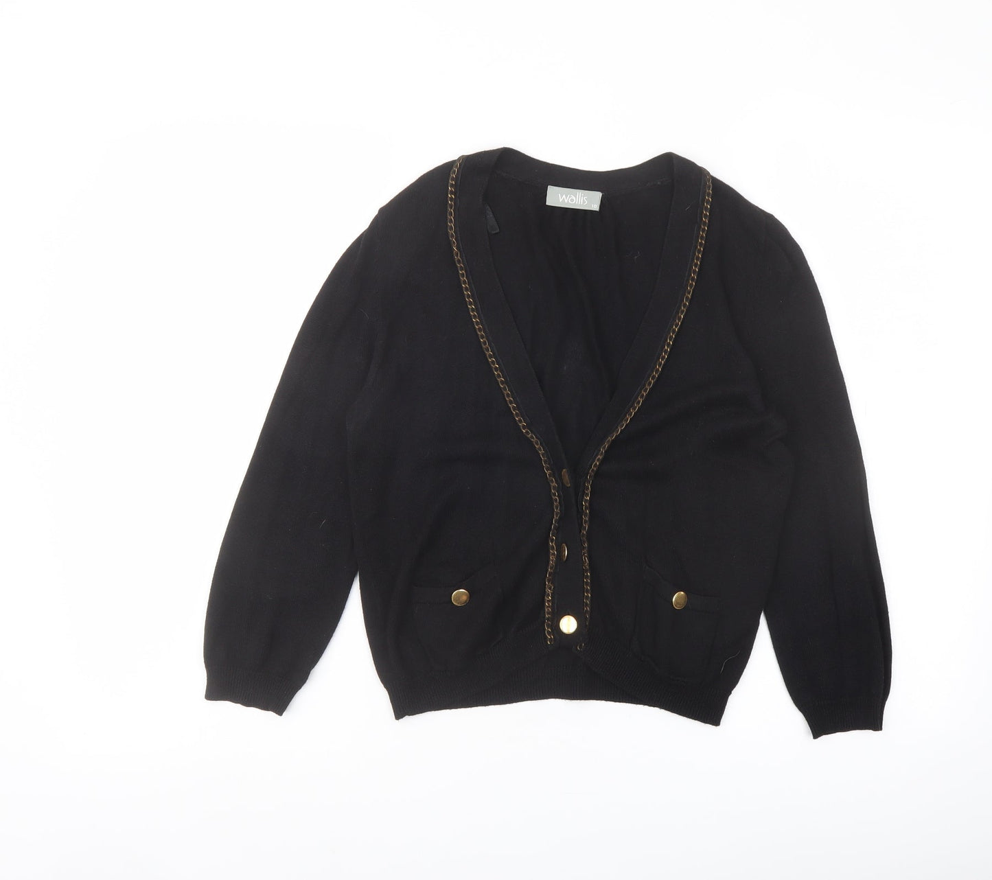 Wallis Womens Black V-Neck Viscose Cardigan Jumper Size 10