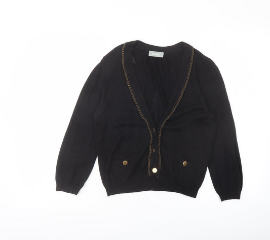 Wallis Womens Black V-Neck Viscose Cardigan Jumper Size 10