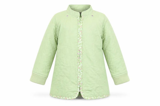 Front view of Gap girls’ green jacket, size 3, years zip
