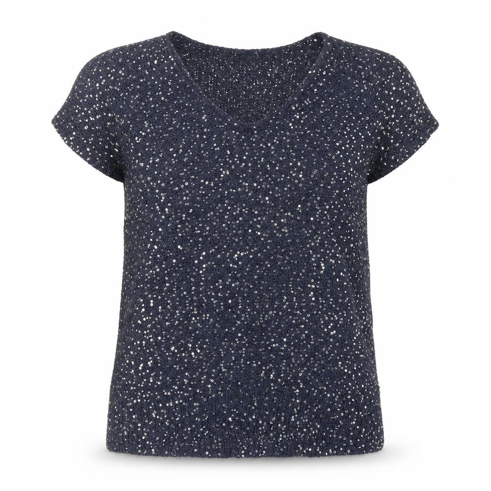 Quiz Womens Blue V-Neck Polyester Pullover Jumper Size M